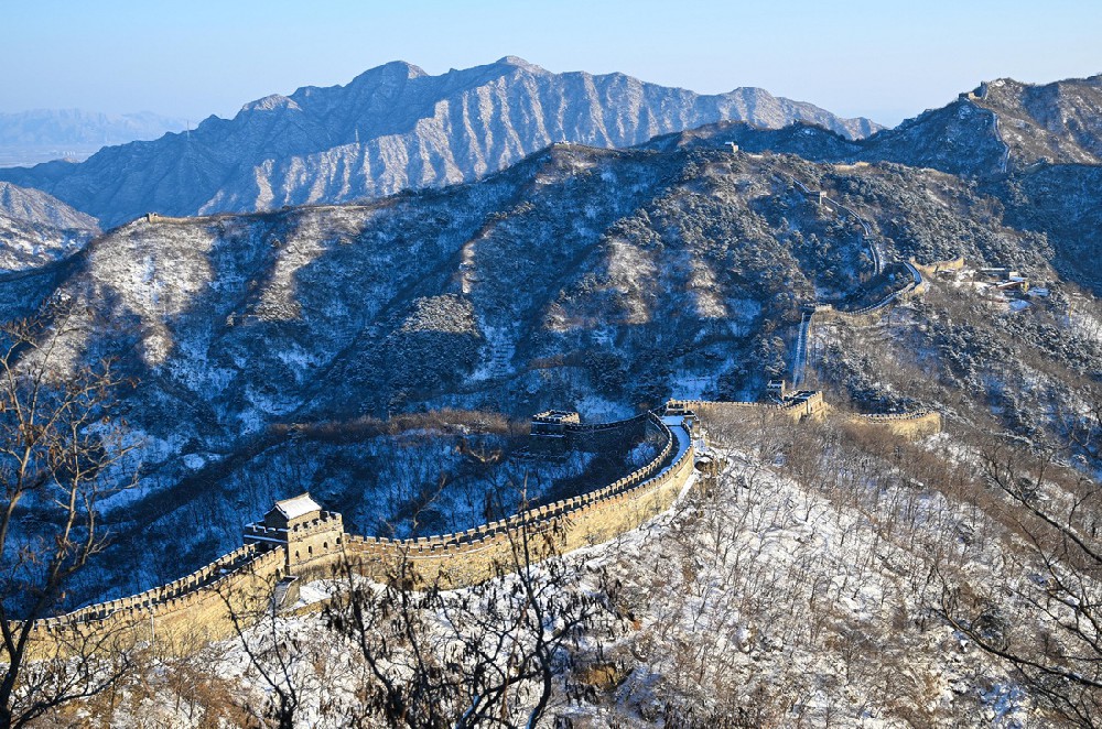 北京慕田峪长城雪景（2月14日摄）。